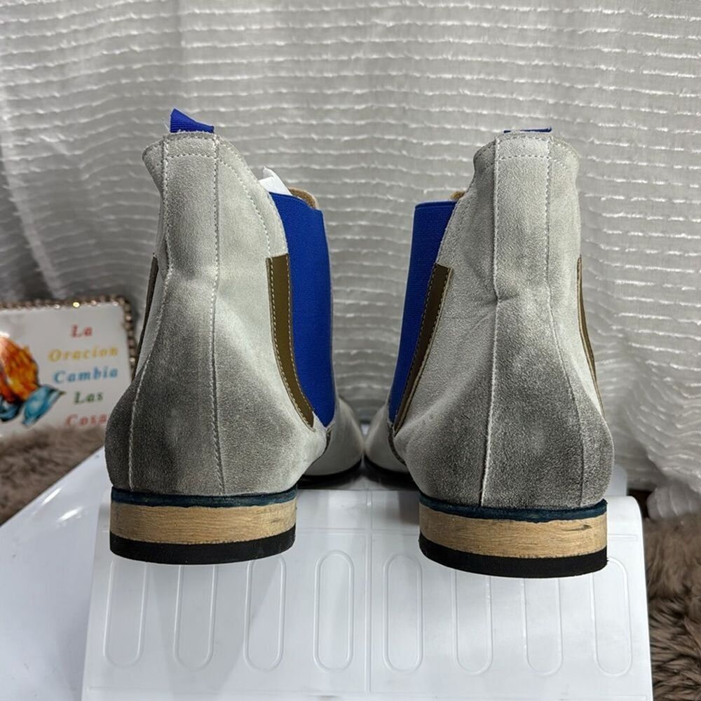 (R2) GIANFRANCO LATTANZI Men's high-end grey leather slip-on ankle boots S.12US - Picture 6 of 13